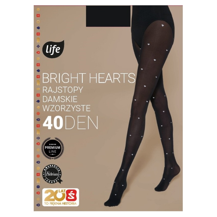 Life Rajstopy damskie Bright Hearts 40 Den Rozm. 3 Nero