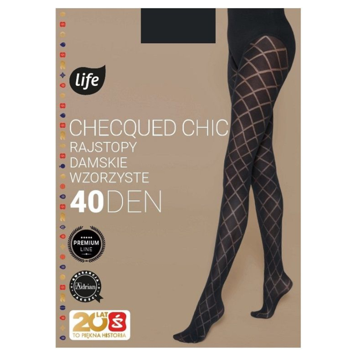 Life Rajstopy damskie Checqued Chic 40 Den Rozm. 4 Nero