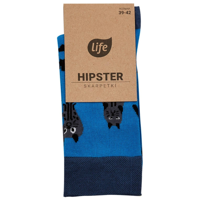Life Skarpetki Hipster wzór Koty niebieskie rozm.39-42 1 para