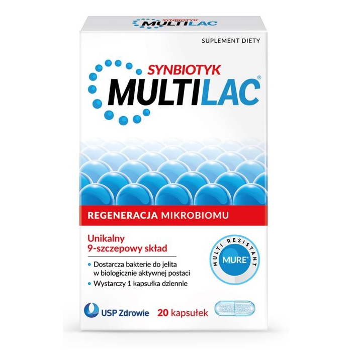 Multilac Suplement diety zawierający żywe kultury bakterii, 20 kaps.