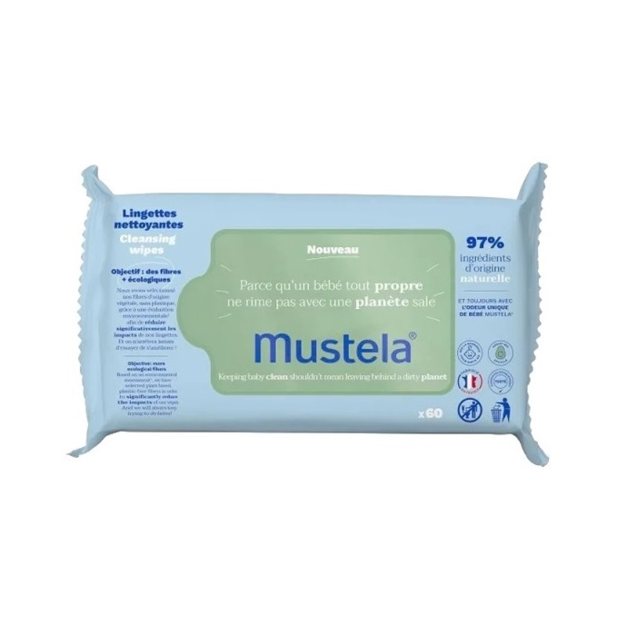 Mustela Chusteczki oczyszczające z organicznym awokado, 60 szt.
