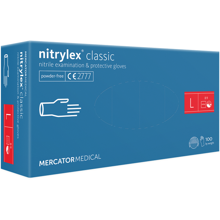 Nitrylex Classic rękawice nitrylowe bezpudrowe rozmiar L (8-9) kolor niebieski