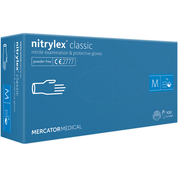 Nitrylex Classic Rękawice nitrylowe bezpudrowe rozmiar M (7-8) kolor niebieski