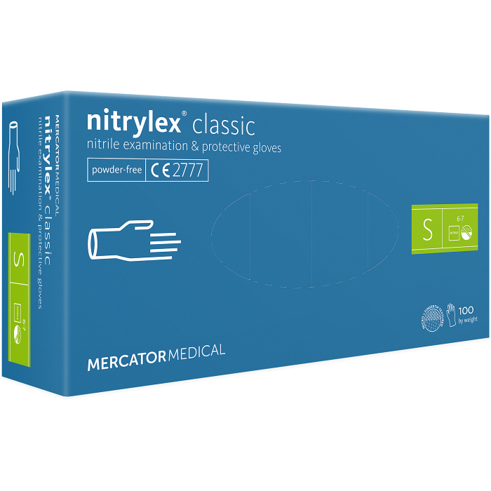 Nitrylex Classic Rękawice nitrylowe bezpudrowe rozmiar S (6-7) kolor niebieski