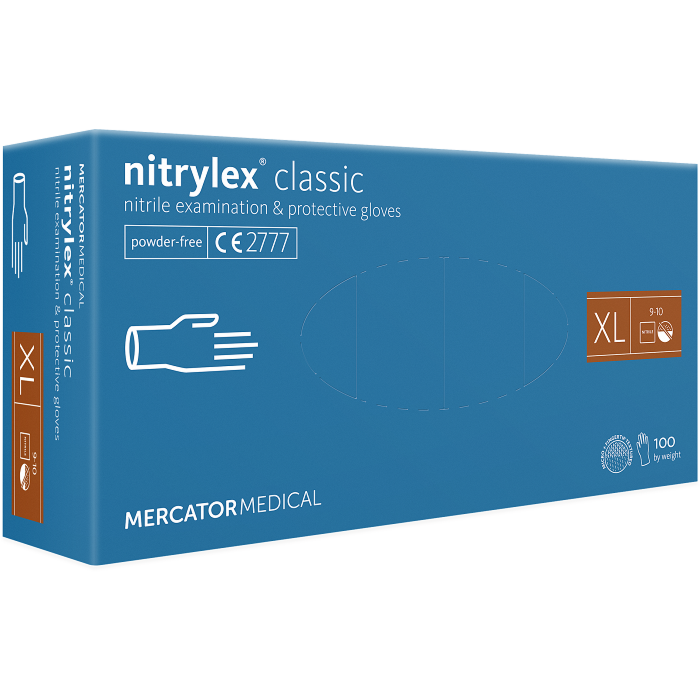 Nitrylex Classic Rękawice nitrylowe bezpudrowe rozmiar XL (9-10) kolor niebieski
