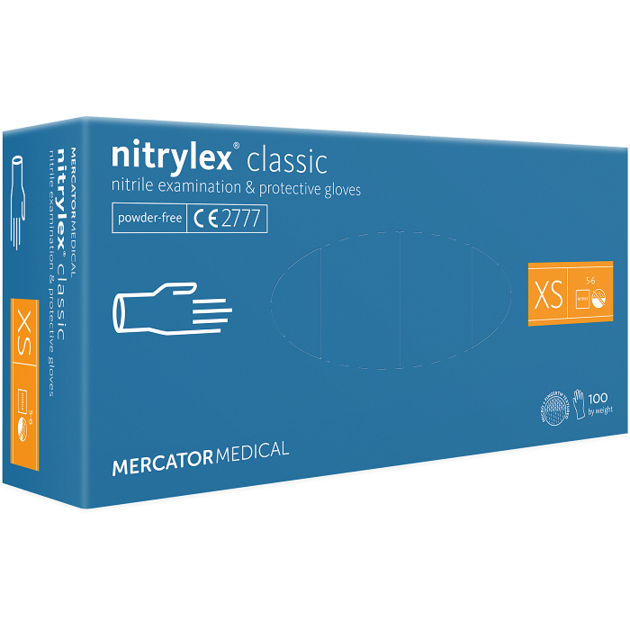 Nitrylex Classic Rękawice nitrylowe bezpudrowe rozmiar XS (5-6) kolor niebieski