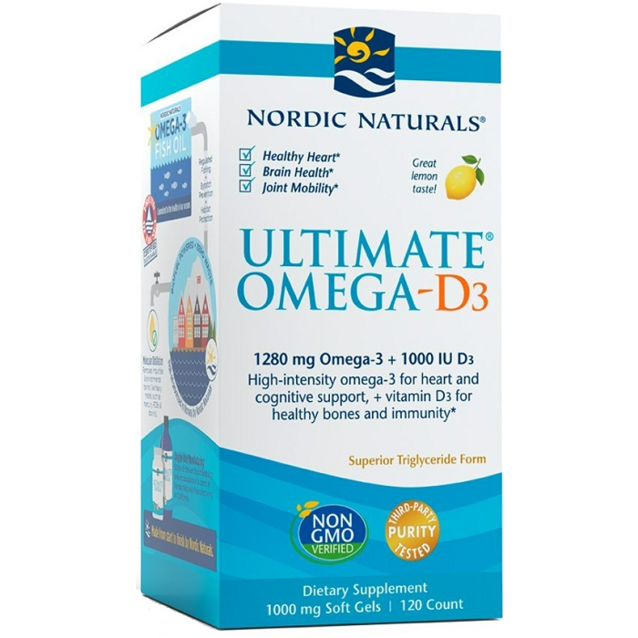Nordic Naturals Ultimate Omega D3 1280 mg, Smak cytrynowy, Kapsułki