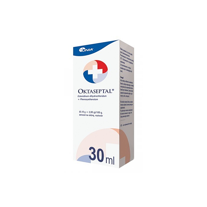 Oktaseptal (0,10 g + 2,00 g)/100 g aerozol na skórę, 30 ml