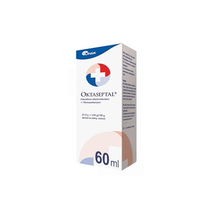 Oktaseptal (0,10 g + 2,00 g)/100 g aerozol na skórę, 60 ml