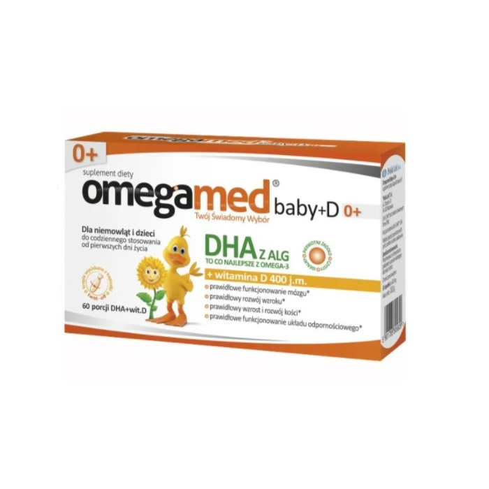 Omegamed Baby+D, DHA+Witamina D dla niemowląt i dzieci, Kapsułki twist-off
