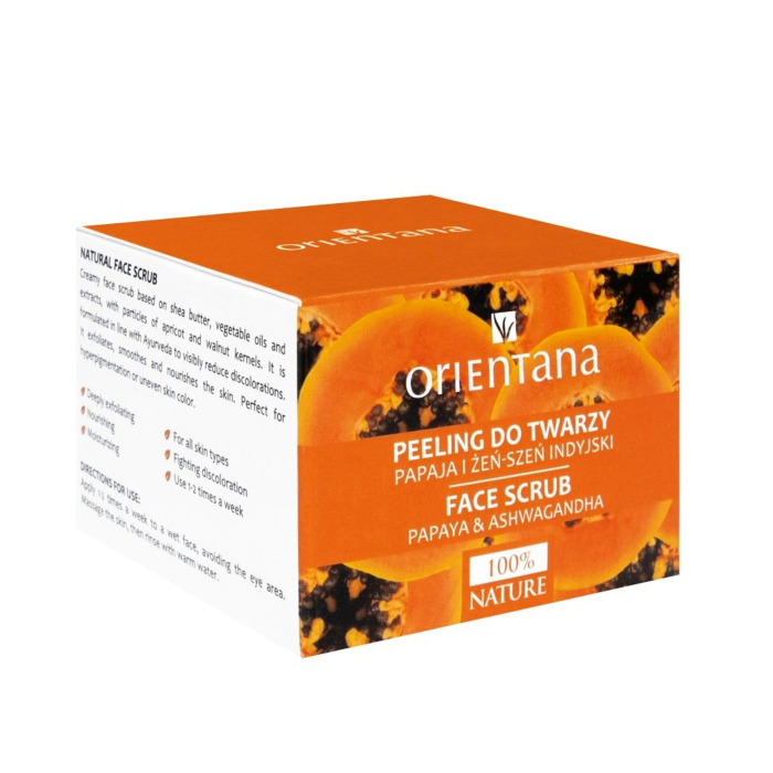 Orientana Naturalny kremowy Peeling do twarzy Papaja i Żeń-Szeń Indyjski