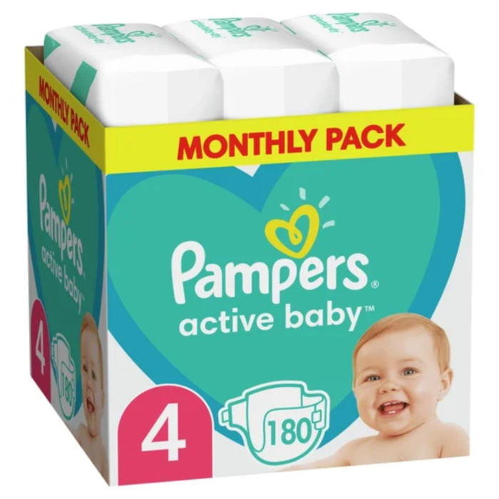 Pampers Active Baby Pieluchy (4) Maxi, 180 szt.