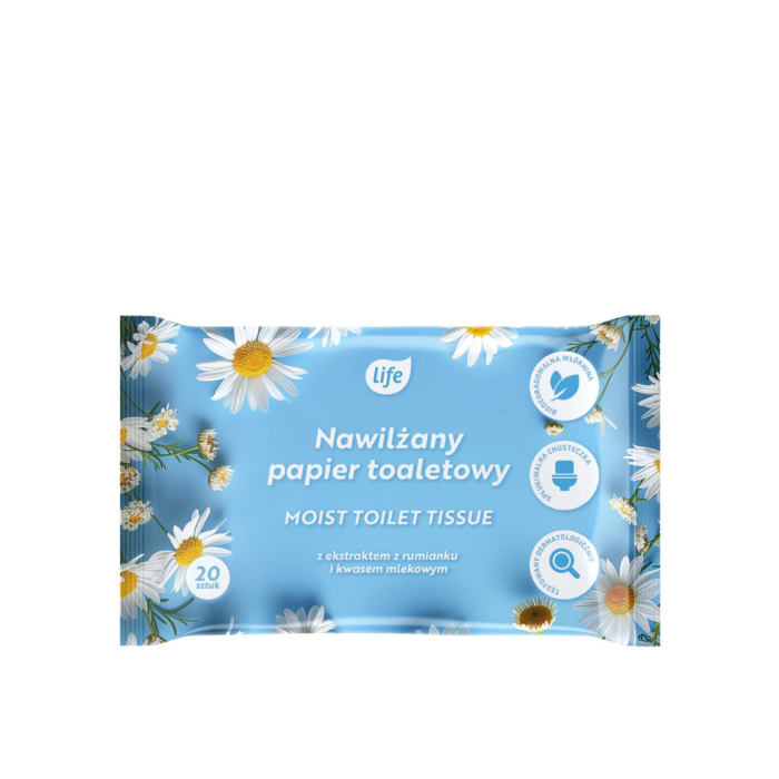 Life Nawilżany papier toaletowy, rumiankowy, 20 szt.