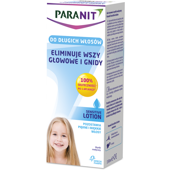 Paranit Sensitive Lotion, Płyn likwidujący wszy i gnidy, Do długich włosów