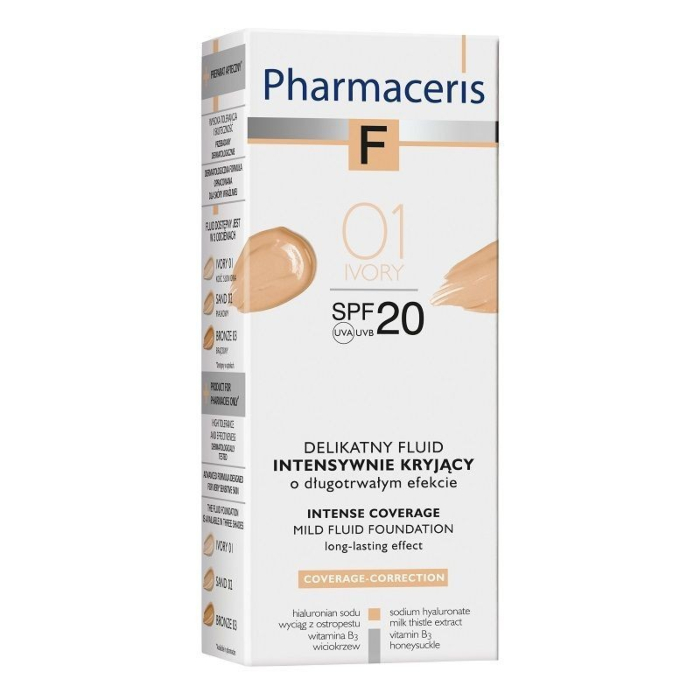 Pharmaceris F Fluid intensywnie kryjący, 01 Ivory
