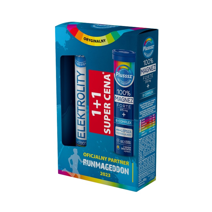 Plusssz Elektrolity + 100% Multiwitamina oraz Plusssz 100% Magnez Forte + B Complex, Tabletki musujące, Zestaw
