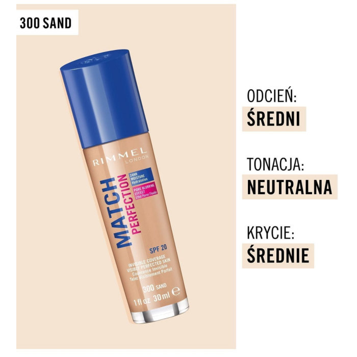 Rimmel Match Perfection Podkład do twarzy, 300 Sand, 30 ml