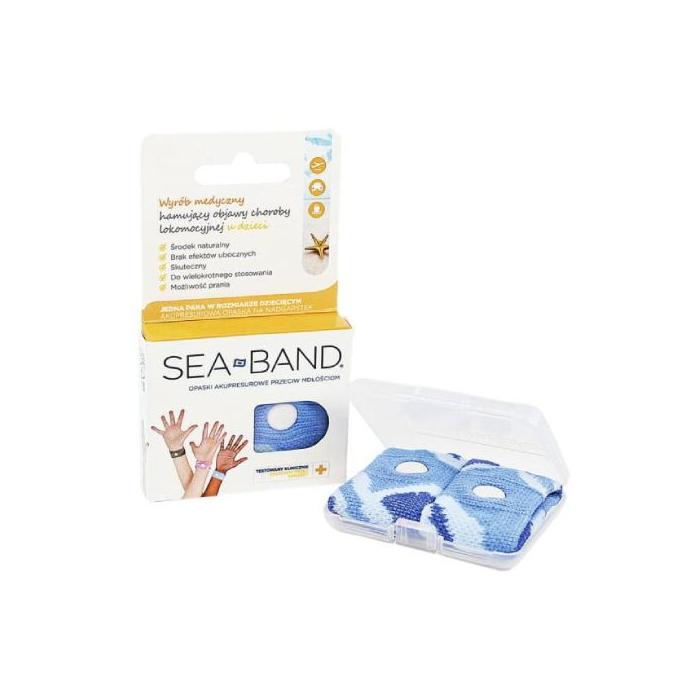 Sea-Band, Opaski akupresurowe przeciw mdłościom dla dzieci, Kolor niebieski