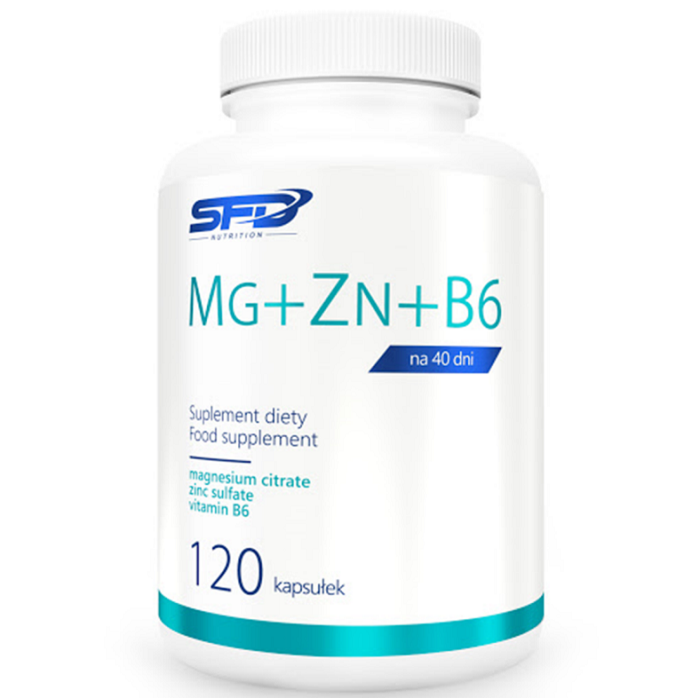 SFD Mg + Zn + B6, Suplement diety zawierający magnez, cynk i witaminę B6, Kapsułki