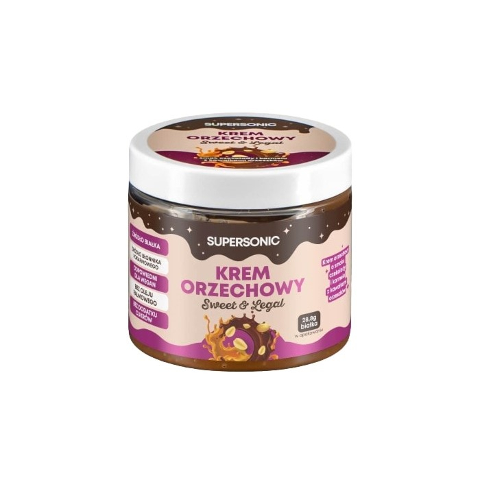 Supersonic Sweet&Legal Krem proteinowy, smak czekolady i karmelu z kawałkami orzechów