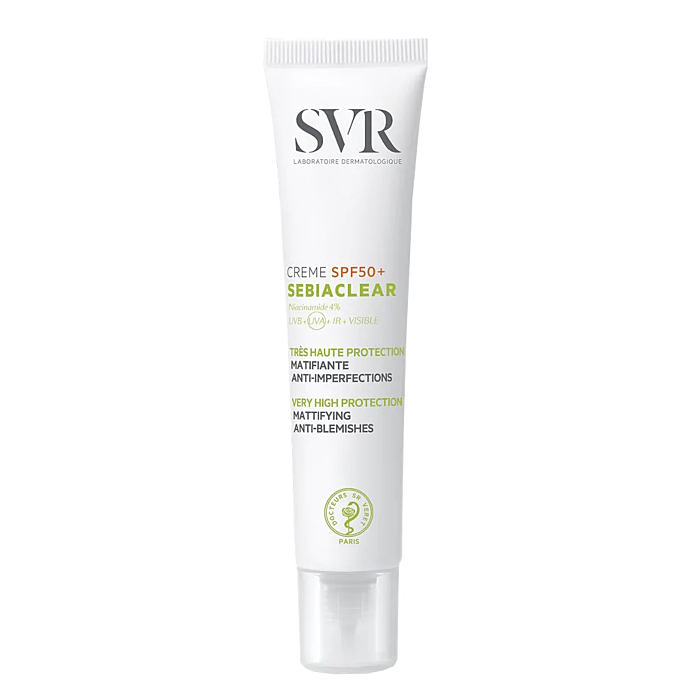 SVR Sebiaclear Crème SPF50+, Krem ochronny dla skóry trądzikowej 