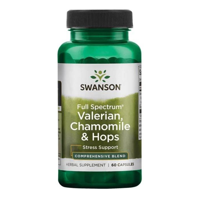 Swanson Full Spectrum Waleriana Rumianek i Chmiel Kapsułki, 60 szt.