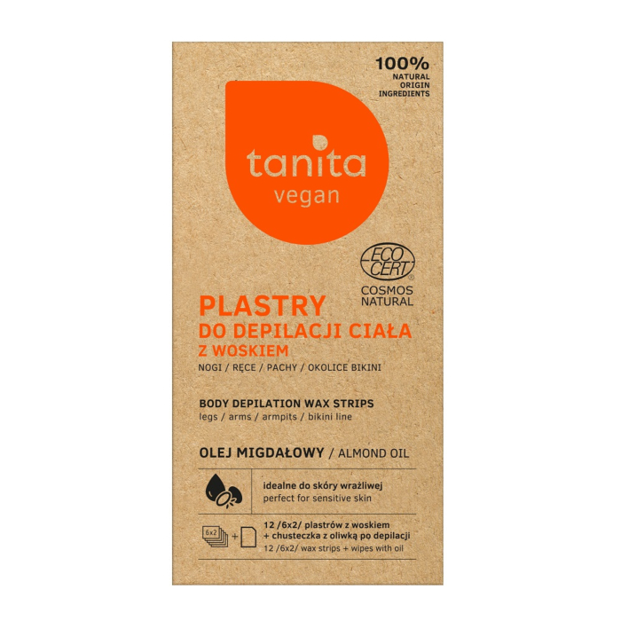 Tanita Vegan Plastry do Depilacji Ciała z Woskiem Ecocert