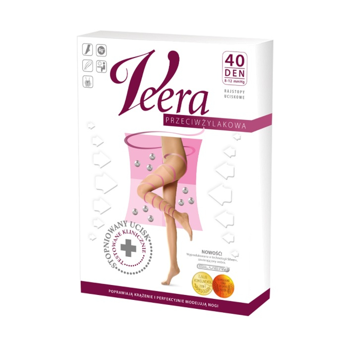 Veera Rajstopy przeciwżylakowe 40 DEN, Kolor Natural, Rozmiar 3