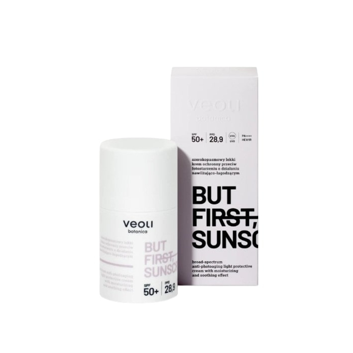 Veoli Botanica But First Sunscreen SPF50+ - Szerokopasmowy lekki krem ochronny 50ml