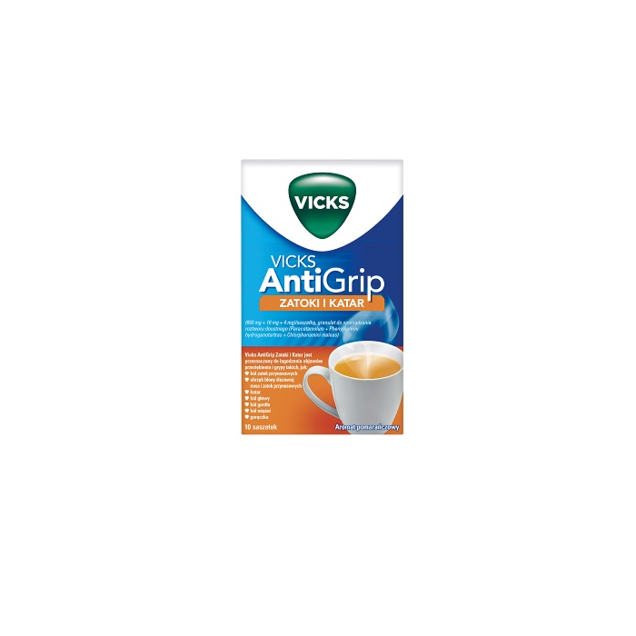 Vicks Antigrip Zatoki i Katar (Vicks SymptoMed), proszek do rozpuszczenia, 10 sasz.