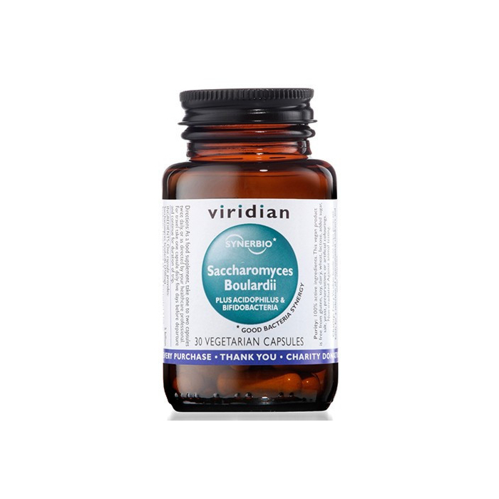 Viridian Synerbio Saccharomyces Boulardii, Suplement diety zawierający żywe kultury bakterii, Kapsułki