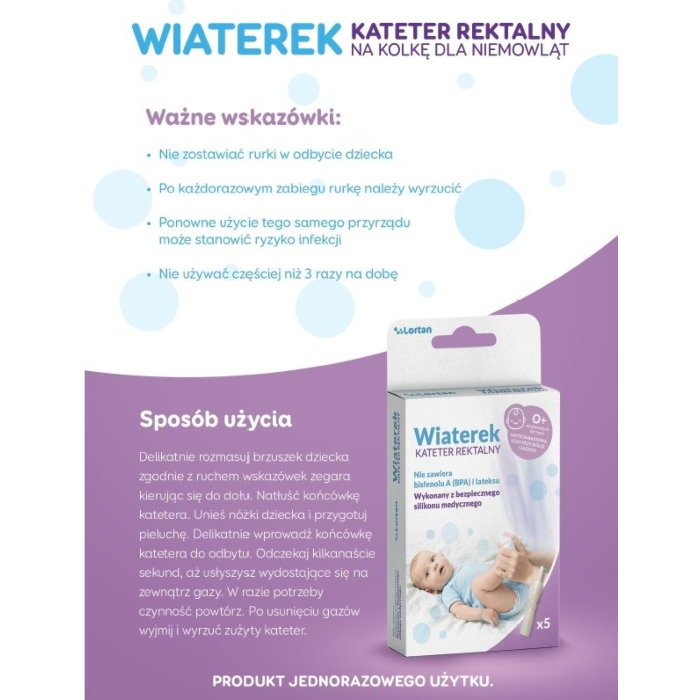 Wiaterek, Kateter rektalny na kolkę dla niemowląt