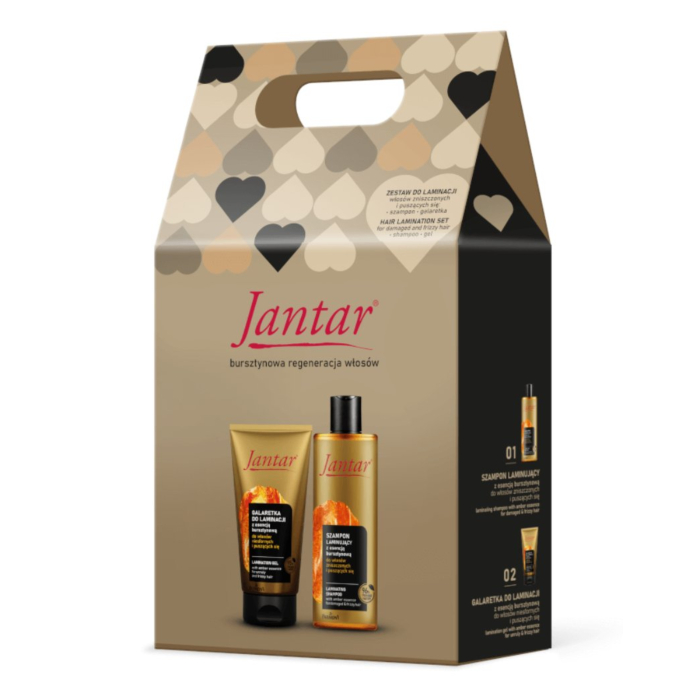 Jantar Zestaw do laminacji włosów, szampon + galaretka