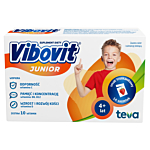 Vibovit Junior, Zestaw witamin dla dzieci od 4. roku życia, Smak truskawkowy, Saszetki
