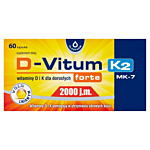 D-Vitum Forte 2000 j.m. + K2 MK-7, Witaminy D i K dla dorosłych, Kapsułki 60 szt.