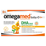 Omegamed Baby+D, DHA+Witamina D 400 IU dla niemowląt i dzieci, Kapsułki twist-off