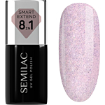Semilac Lakier hybrydowy Smart Extend 8in1, 806 Glitter Delicate Pink