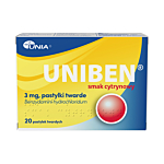 Uniben o Smaku Cytrynowy 3 mg,, Pastylki Twarde 20 szt.