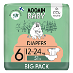 Moomin Baby 6 Maxi 12-24 Kg Pannolini Eco, 51 pz.