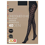 Life Collant Donna Checqued Chic 40 Den Taglia 4 Nero