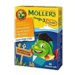 Mollers Omega-3 Rybki, Żelki z kwasami omega-3 i witaminą D3 dla dzieci, Smak pomarańczowo-cytrynowy