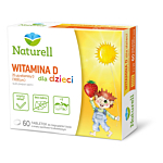 Naturell Witamina D dla dzieci 1000 j.m., Smak waniliowo-truskawkowy, Tabletki do rozgryzania i żucia