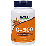 Now Foods Vitamin C-500 with Rose Hips, Suplement diety z witaminą C, Tabletki
