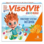 Visolvit Junior Orange, Zestaw witamin w saszetkach dla dzieci powyżej 3. roku życia, Smak pomarańczowy