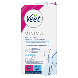 Veet Minima Strisce di Cera per Depilazione Pelle Sensibile 12 pz
