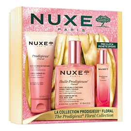 Nuxe Kultowy Prodigieux Florale: Huile Prodigieuse&reg; Florale Suchy 50 ml + Perfumy Prodigieux&reg; Floral 15 ml + Żel pod prysznic Prodigieux&reg; 100 ml + Złota kopert&oacute;wka