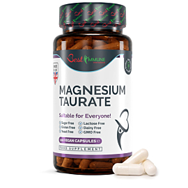 Best Immune Magnez Naturalny Taurynian Magnezu 500mg Produkt najwyższej jakości 100 wegańskich kapsułek Idealne proporcje Zwiększona biodostępność