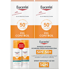 Eucerin Zestaw Sun Protection: Oil Control, Krem przeciwsłoneczny do twarzy Dry Touch, SPF50+ 2x50ml
