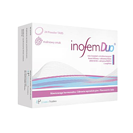 Inofem Duo, tabletki do ssania o smaku malinowym, 24 szt.