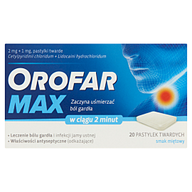 Orofar MAX pastylki twarde 2mg+1mg 20 pastyl.